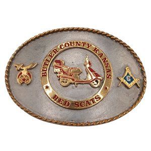 Butler County KS Belt Buckle Red Scats Scooter Shriners Masons Kansas